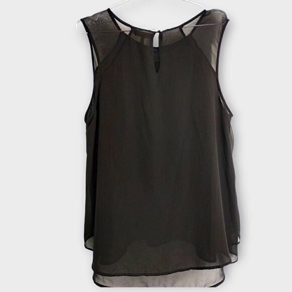 Monteau Womens Top Sz 1X Black Semisheer‎ Chiffon Tank Layers Witchy Whimsicore - Picture 2 of 11